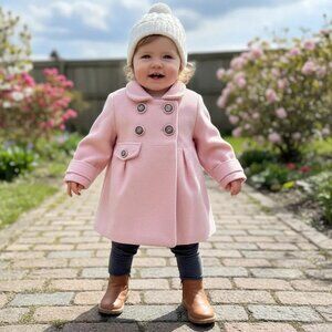 Joe Fresh Classic Pink Wool-Blend Peacoat Size 18-24 Months